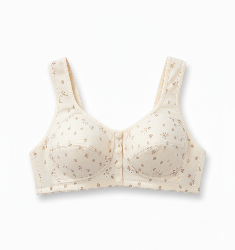 Wellsire Front Open Button Wide Strap Bra