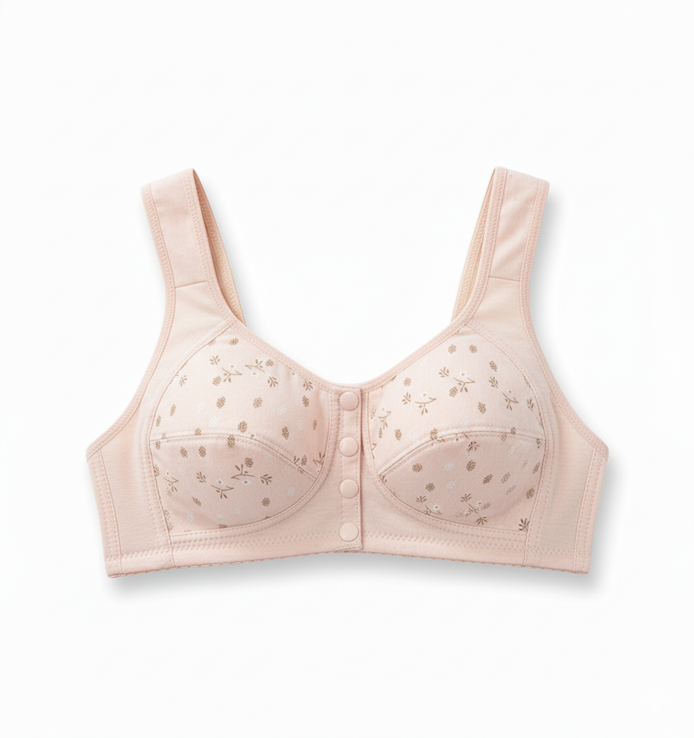 Wellsire Front Open Button Wide Strap Bra