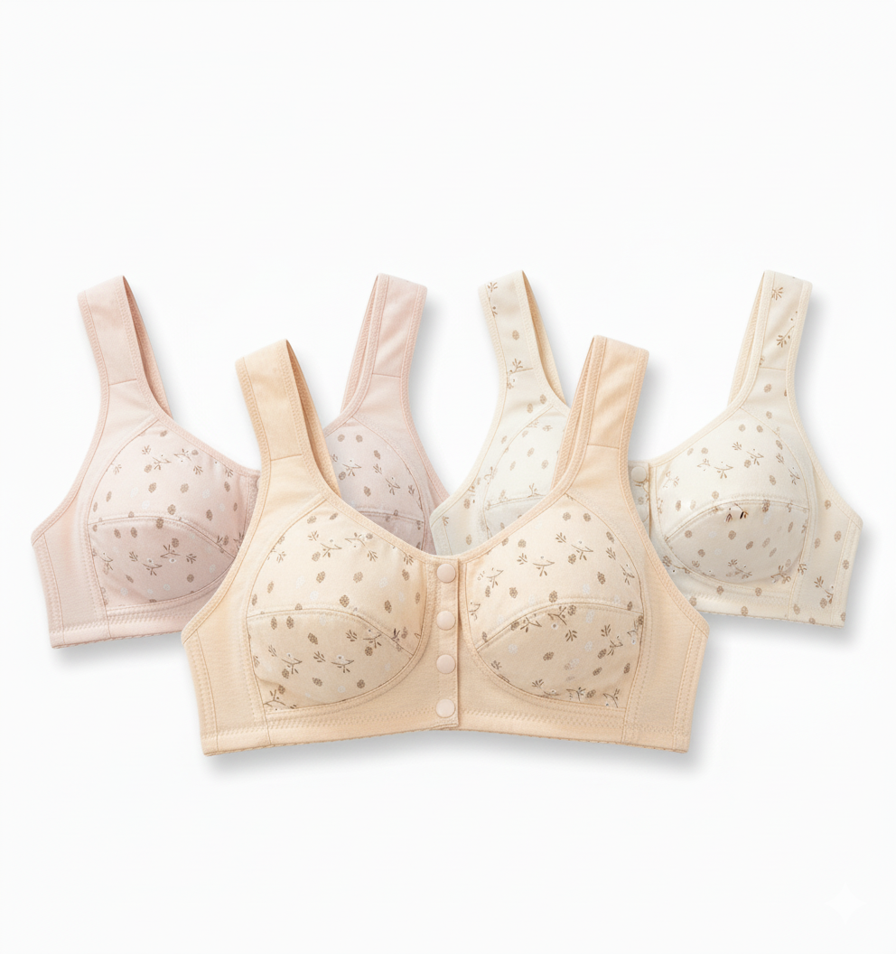 Wellsire Front Open Button Wide Strap Bra