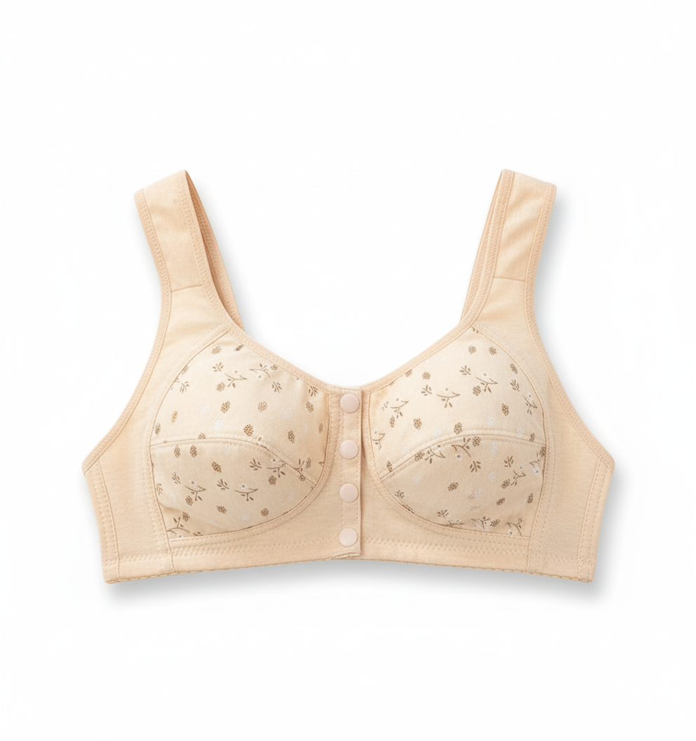 Wellsire Front Open Button Wide Strap Bra