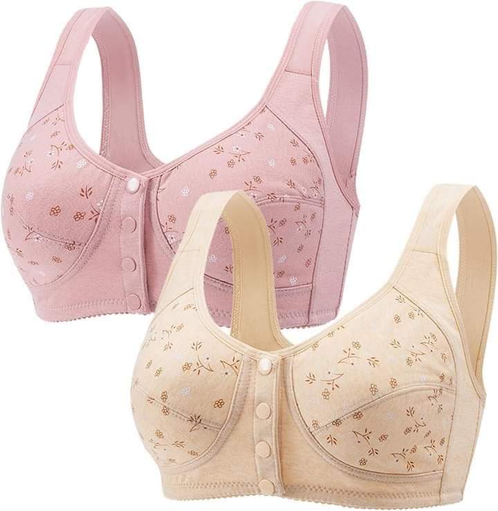 Wellsire Front Open Button Wide Strap Bra