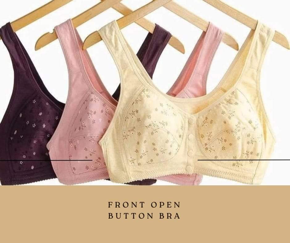 Wellsire Front Open Button Wide Strap Bra